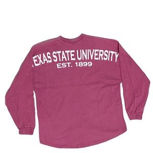 Texas State University Bobcat Maroon Crew Long Sleeve Spirit Jersey Size Large